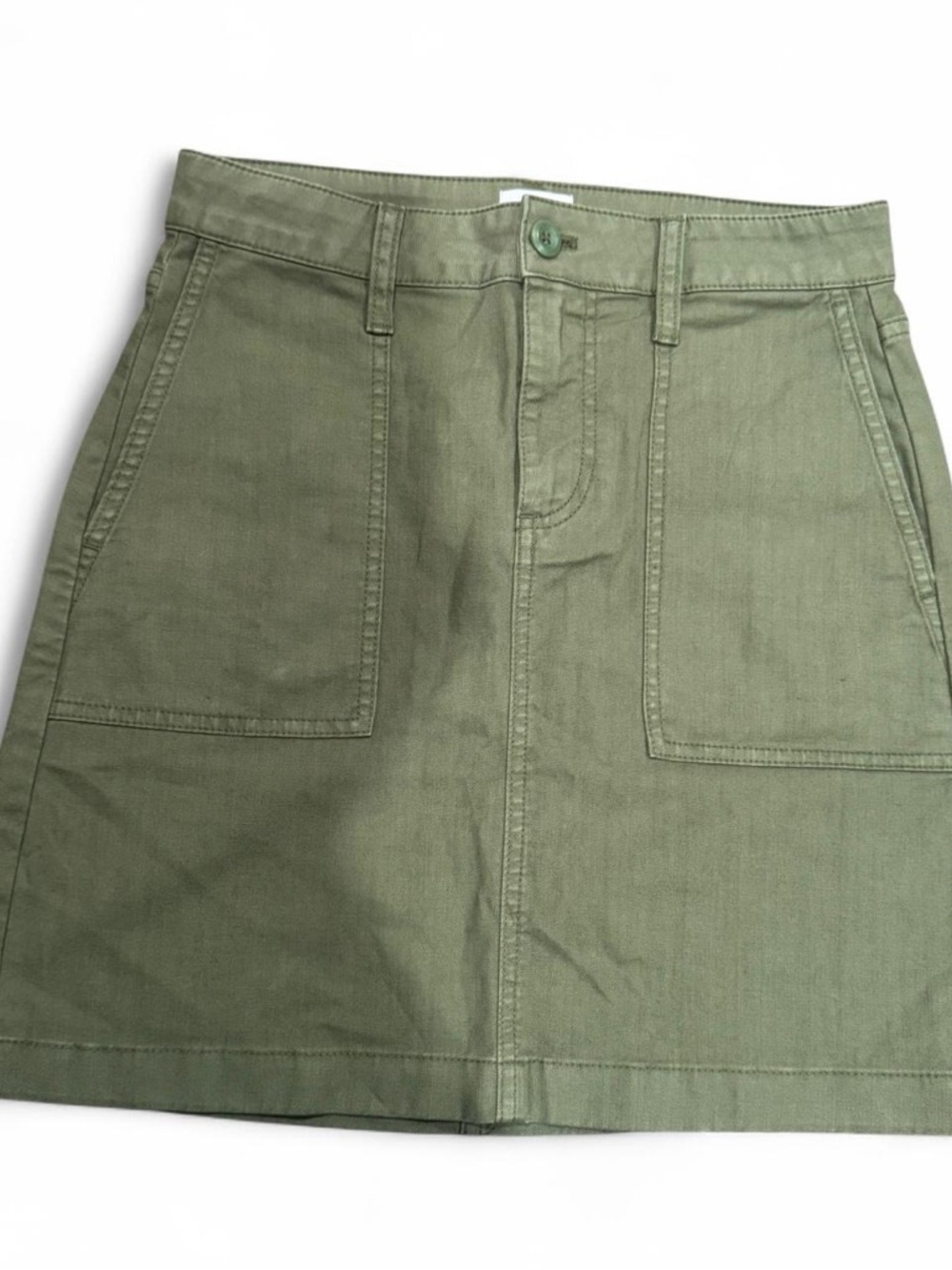 J. Crew Olive Green Utility Skirt with Front Pockets